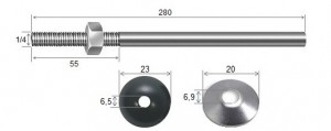 Haste Telha + Porca + Arruelas 1/4 x 280 R55 Inox-304 - 10 peas